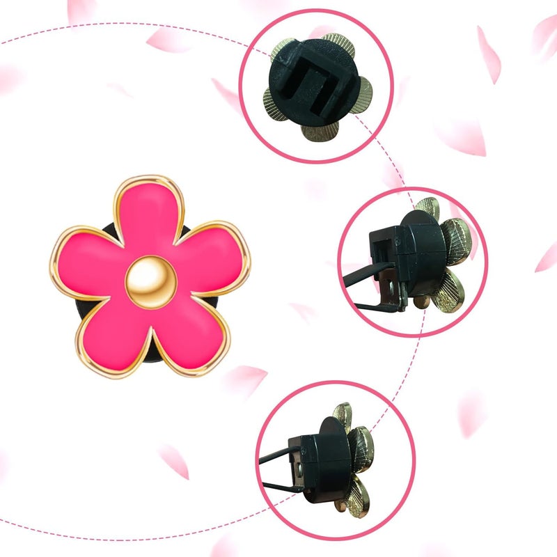 SPANICE Daisy Air Vent Clips, 4 Pcs Cute Flower Car Air Conditioning Outlet Clip Car Air Freshener Clip Charm Car Inter Decor Accessories for Women (Red) - Image 4